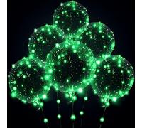 Wliwwo Palloncini luminosi a LED, trasparenti, per feste, compleanni, anniversari, matrimoni (senza batteria, verde)