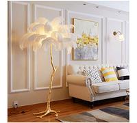 WLKE Lampade Standard Soggiorno, Lusso Moderno Vera Piuma di Struzzo Lampada da Terra in Oro Lampada da Terra in Resina Nordica Villa Hotel Decor Illuminazione Elegante Stile Vintage per Villa Home