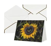 WLKSNBVD Biglietto di auguri con buste a forma di cuore girasole Thinking of You, 10 x 15 cm, biglietti vuoti per compleanno, baby shower, congratulazioni, matrimoni, ringraziamenti, tutte le