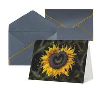 WLKSNBVD Biglietto di auguri con buste a forma di cuore girasole Thinking of You, 10 x 15 cm, biglietti vuoti per compleanno, baby shower, congratulazioni, matrimoni, ringraziamenti, tutte le