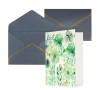 WLKSNBVD Biglietto di auguri con buste acquerello fiori verdi Thinking of You Card 4 x 6 biglietti vuoti per compleanno baby shower congratulazioni matrimonio biglietti di ringraziamento per tutte le