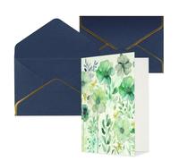 WLKSNBVD Biglietto di auguri con buste acquerello fiori verdi Thinking of You Card 4 x 6 biglietti vuoti per compleanno baby shower congratulazioni matrimonio biglietti di ringraziamento per tutte le