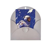 WLKSNBVD Biglietto di auguri con buste astronauta nero su blu Thinking of You, biglietti vuoti per compleanno, baby shower, congratulazioni, matrimoni, ringraziamenti, tutte le occasioni