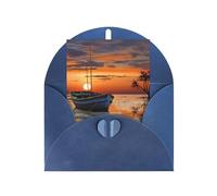 WLKSNBVD Biglietto di auguri con buste, barca sulla spiaggia al tramonto, biglietto di ringraziamento 10,2 x 15,2 cm, per compleanno, baby shower, congratulazioni, matrimoni, ringraziamenti, tutte le