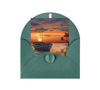 WLKSNBVD Biglietto di auguri con buste, barca sulla spiaggia al tramonto, biglietto di ringraziamento 10,2 x 15,2 cm, per compleanno, baby shower, congratulazioni, matrimoni, ringraziamenti, tutte le