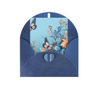 WLKSNBVD Biglietto di auguri con buste blu farfalla floreale Thinking of You Card 4 x 6 biglietti vuoti per compleanno baby shower congratulazioni matrimonio biglietti di ringraziamento per tutte le