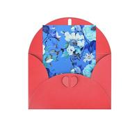 WLKSNBVD Biglietto di auguri con buste blu floreale Thinking of You, 10 x 15 cm, biglietti vuoti per compleanno, baby shower, congratulazioni, matrimoni, ringraziamenti, tutte le occasioni