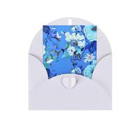 WLKSNBVD Biglietto di auguri con buste blu floreale Thinking of You, 10 x 15 cm, biglietti vuoti per compleanno, baby shower, congratulazioni, matrimoni, ringraziamenti, tutte le occasioni