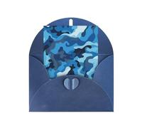 WLKSNBVD Biglietto di auguri con buste blu motivo mimetico Thinking of You, 10 x 15 cm, biglietti vuoti per compleanno, baby shower, congratulazioni, matrimoni, ringraziamenti, tutte le occasioni
