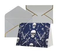 WLKSNBVD Biglietto di auguri con buste blu teschio e ossa Thinking of You Card 4 x 6 biglietti vuoti per compleanno baby shower congratulazioni matrimonio biglietti di ringraziamento per tutte le