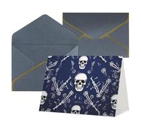 WLKSNBVD Biglietto di auguri con buste blu teschio e ossa Thinking of You Card 4 x 6 biglietti vuoti per compleanno baby shower congratulazioni matrimonio biglietti di ringraziamento per tutte le