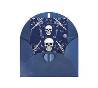 WLKSNBVD Biglietto di auguri con buste blu teschio e ossa Thinking of You Card 4 x 6 biglietti vuoti per compleanno baby shower congratulazioni matrimonio biglietti di ringraziamento per tutte le