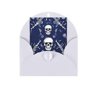 WLKSNBVD Biglietto di auguri con buste blu teschio e ossa Thinking of You Card 4 x 6 biglietti vuoti per compleanno baby shower congratulazioni matrimonio biglietti di ringraziamento per tutte le