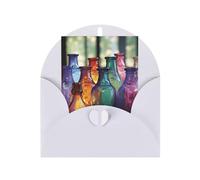 WLKSNBVD Biglietto di auguri con buste, bottiglia di vetro colorato, biglietto per pensare a te, 10 x 15 cm, biglietti vuoti per compleanno, baby shower, congratulazioni, matrimoni, ringraziamenti