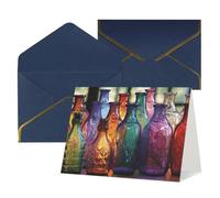 WLKSNBVD Biglietto di auguri con buste, bottiglia di vetro colorato, biglietto per pensare a te, 10 x 15 cm, biglietti vuoti per compleanno, baby shower, congratulazioni, matrimoni, ringraziamenti