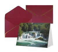 WLKSNBVD Biglietto di auguri con buste, cascate sul fiume Krka, biglietto di ringraziamento 10 x 15 cm, per compleanno, baby shower, congratulazioni, matrimoni, ringraziamenti, tutte le occasioni
