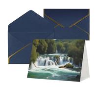 WLKSNBVD Biglietto di auguri con buste, cascate sul fiume Krka, biglietto di ringraziamento 10 x 15 cm, per compleanno, baby shower, congratulazioni, matrimoni, ringraziamenti, tutte le occasioni