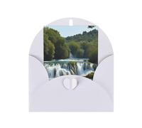 WLKSNBVD Biglietto di auguri con buste, cascate sul fiume Krka, biglietto di ringraziamento 10 x 15 cm, per compleanno, baby shower, congratulazioni, matrimoni, ringraziamenti, tutte le occasioni