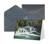 WLKSNBVD Biglietto di auguri con buste, cascate sul fiume Krka, biglietto di ringraziamento 10 x 15 cm, per compleanno, baby shower, congratulazioni, matrimoni, ringraziamenti, tutte le occasioni