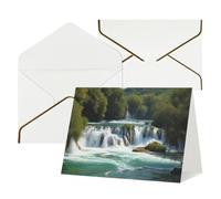 WLKSNBVD Biglietto di auguri con buste, cascate sul fiume Krka, biglietto di ringraziamento 10 x 15 cm, per compleanno, baby shower, congratulazioni, matrimoni, ringraziamenti, tutte le occasioni