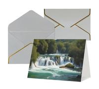 WLKSNBVD Biglietto di auguri con buste, cascate sul fiume Krka, biglietto di ringraziamento 10 x 15 cm, per compleanno, baby shower, congratulazioni, matrimoni, ringraziamenti, tutte le occasioni