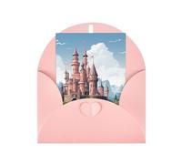 WLKSNBVD Biglietto di auguri con buste, castello delle fiabe che pensa a te, 10 x 15 cm, biglietti vuoti per compleanno, baby shower, congratulazioni, matrimoni, ringraziamenti, tutte le occasioni