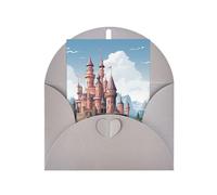 WLKSNBVD Biglietto di auguri con buste, castello delle fiabe che pensa a te, 10 x 15 cm, biglietti vuoti per compleanno, baby shower, congratulazioni, matrimoni, ringraziamenti, tutte le occasioni