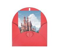 WLKSNBVD Biglietto di auguri con buste, castello delle fiabe che pensa a te, 10 x 15 cm, biglietti vuoti per compleanno, baby shower, congratulazioni, matrimoni, ringraziamenti, tutte le occasioni