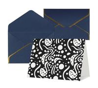 WLKSNBVD Biglietto di auguri con buste, cerchi astratti in bianco e nero per pensare a te, 10 x 15 cm, biglietti vuoti per compleanno, baby shower, congratulazioni, matrimoni, ringraziamenti, tutte le