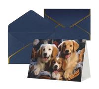 WLKSNBVD Biglietto di auguri con buste, cesti di cani e cani che pensano a te, biglietti vuoti per compleanno, baby shower, congratulazioni, matrimoni, ringraziamenti, tutte le occasioni