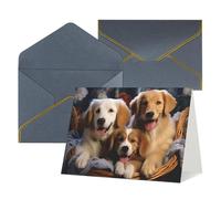 WLKSNBVD Biglietto di auguri con buste, cesti di cani e cani che pensano a te, biglietti vuoti per compleanno, baby shower, congratulazioni, matrimoni, ringraziamenti, tutte le occasioni