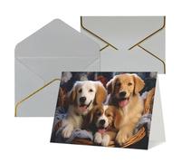 WLKSNBVD Biglietto di auguri con buste, cesti di cani e cani che pensano a te, biglietti vuoti per compleanno, baby shower, congratulazioni, matrimoni, ringraziamenti, tutte le occasioni