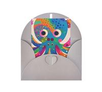 WLKSNBVD Biglietto di auguri con buste colorato con polpo che ti pensa a te, biglietti vuoti per compleanno, baby shower, congratulazioni, matrimoni, ringraziamenti, tutte le occasioni
