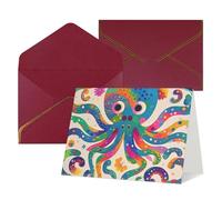 WLKSNBVD Biglietto di auguri con buste colorato con polpo che ti pensa a te, biglietti vuoti per compleanno, baby shower, congratulazioni, matrimoni, ringraziamenti, tutte le occasioni