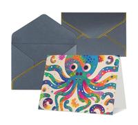 WLKSNBVD Biglietto di auguri con buste colorato con polpo che ti pensa a te, biglietti vuoti per compleanno, baby shower, congratulazioni, matrimoni, ringraziamenti, tutte le occasioni