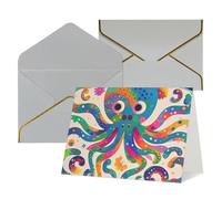 WLKSNBVD Biglietto di auguri con buste colorato con polpo che ti pensa a te, biglietti vuoti per compleanno, baby shower, congratulazioni, matrimoni, ringraziamenti, tutte le occasioni
