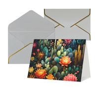 WLKSNBVD Biglietto di auguri con buste colorato motivo cactus che ti pensa a te, 10 x 15 cm, biglietti vuoti per compleanno, baby shower, congratulazioni, matrimoni, biglietti di ringraziamento per