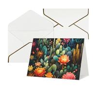WLKSNBVD Biglietto di auguri con buste colorato motivo cactus che ti pensa a te, 10 x 15 cm, biglietti vuoti per compleanno, baby shower, congratulazioni, matrimoni, biglietti di ringraziamento per