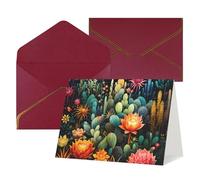 WLKSNBVD Biglietto di auguri con buste colorato motivo cactus che ti pensa a te, 10 x 15 cm, biglietti vuoti per compleanno, baby shower, congratulazioni, matrimoni, biglietti di ringraziamento per