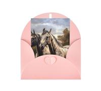 WLKSNBVD Biglietto di auguri con buste, con due cavalli, che pensano a te, 10 x 15 cm, biglietti vuoti per compleanno, baby shower, congratulazioni, matrimoni, ringraziamenti, tutte le occasioni