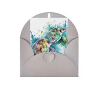 WLKSNBVD Biglietto di auguri con buste con due tartarughe acquerello splash Thinking of You Card 4x6 biglietti vuoti per compleanno baby shower congratulazioni matrimonio biglietti di ringraziamento