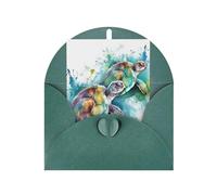 WLKSNBVD Biglietto di auguri con buste con due tartarughe acquerello splash Thinking of You Card 4x6 biglietti vuoti per compleanno baby shower congratulazioni matrimonio biglietti di ringraziamento
