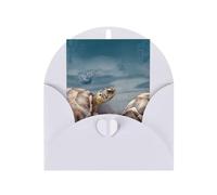 WLKSNBVD Biglietto di auguri con buste con due tartarughe e conchiglie Thinking of You, 10 x 15 cm, biglietti vuoti per compleanno, baby shower, congratulazioni, matrimoni, ringraziamenti, tutte le