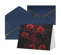 WLKSNBVD Biglietto di auguri con buste, con foto di rose rosse, biglietto di auguri per il pensiero di te, 10 x 15 cm, biglietti vuoti per compleanno, baby shower, congratulazioni, matrimoni