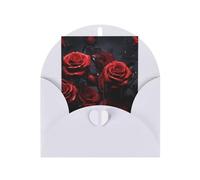 WLKSNBVD Biglietto di auguri con buste, con foto di rose rosse, biglietto di auguri per il pensiero di te, 10 x 15 cm, biglietti vuoti per compleanno, baby shower, congratulazioni, matrimoni