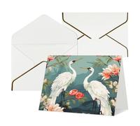 WLKSNBVD Biglietto di auguri con buste con teste rosse e gru che pensano a te, biglietti vuoti per compleanno, baby shower, congratulazioni, matrimoni, ringraziamenti, tutte le occasioni