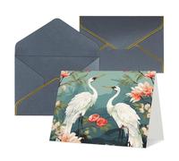 WLKSNBVD Biglietto di auguri con buste con teste rosse e gru che pensano a te, biglietti vuoti per compleanno, baby shower, congratulazioni, matrimoni, ringraziamenti, tutte le occasioni