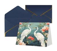 WLKSNBVD Biglietto di auguri con buste con teste rosse e gru che pensano a te, biglietti vuoti per compleanno, baby shower, congratulazioni, matrimoni, ringraziamenti, tutte le occasioni