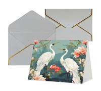 WLKSNBVD Biglietto di auguri con buste con teste rosse e gru che pensano a te, biglietti vuoti per compleanno, baby shower, congratulazioni, matrimoni, ringraziamenti, tutte le occasioni