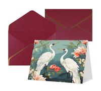 WLKSNBVD Biglietto di auguri con buste con teste rosse e gru che pensano a te, biglietti vuoti per compleanno, baby shower, congratulazioni, matrimoni, ringraziamenti, tutte le occasioni